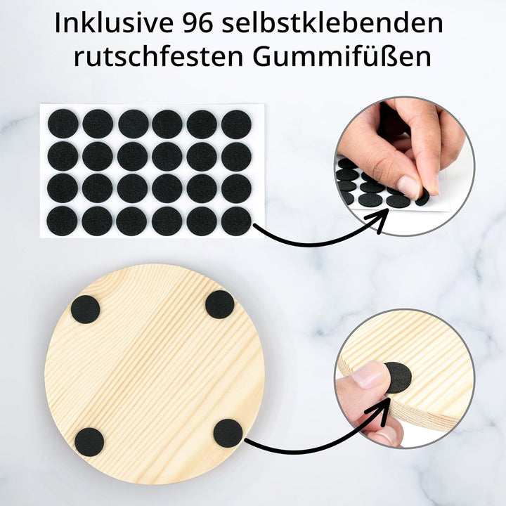 Winter Shore 100 mm Untersetzer Holz Unbehandelt [24er-Pack] - Blanko Natur-Holz Untersetzer Rund fü
