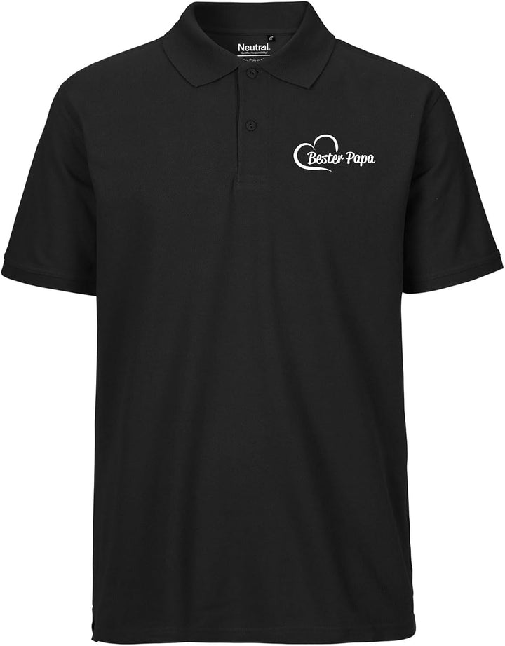 HUURAA! Herren Polo Shirt Bester Papa Herz Bio Baumwolle Fairtrade Oberteil Grösse S-3XL mit Motiv f