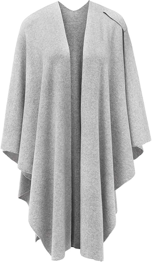 Lifetooler Frauen Poncho Damen Open Front Winterstrickjacke Lady Wendeumhang Bedruckte übergrosse Um