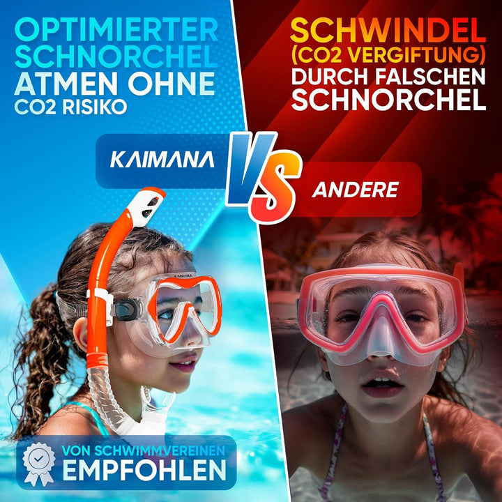 Das Neue KAIMANA® SeaExplorer Schnorchelset Kinder + Tragetasche, Taucherbrille mit Schnorchel, Tauc