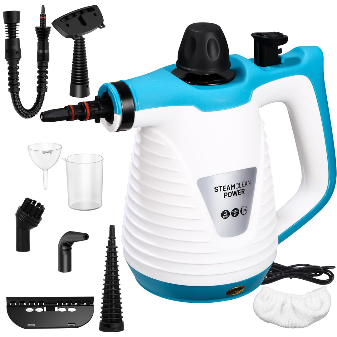 Dampfreiniger mit 10 Zubehörteilen, 1050W Hand Dampfreiniger Handgerät, 3,0 bar Dampfdruck 500ml 3 M