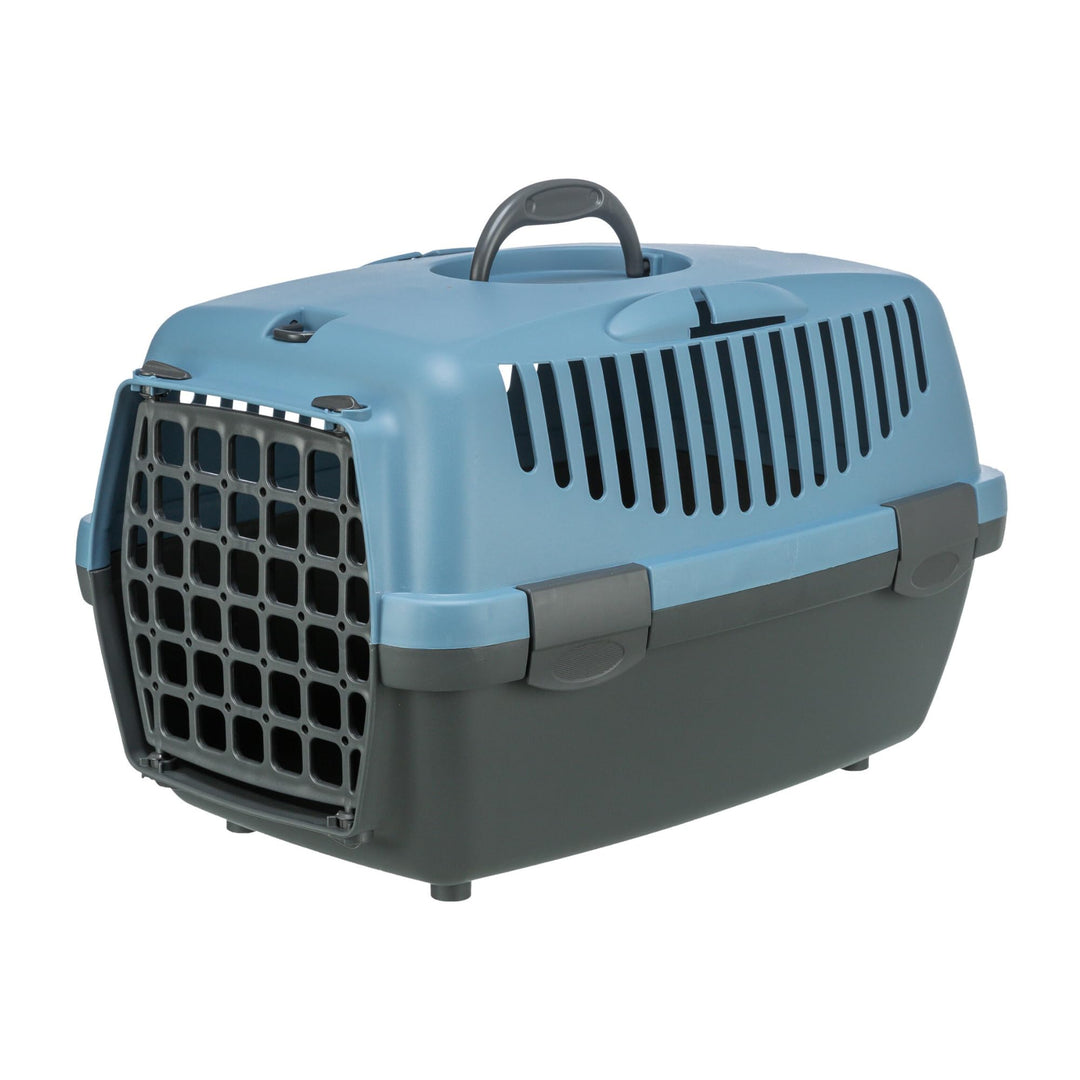 TRIXIE Transportbox Capri 1, XS: 32 × 31 × 48 cm - Tragegriff - Kunststoff - dunkelgrau/pastellblau