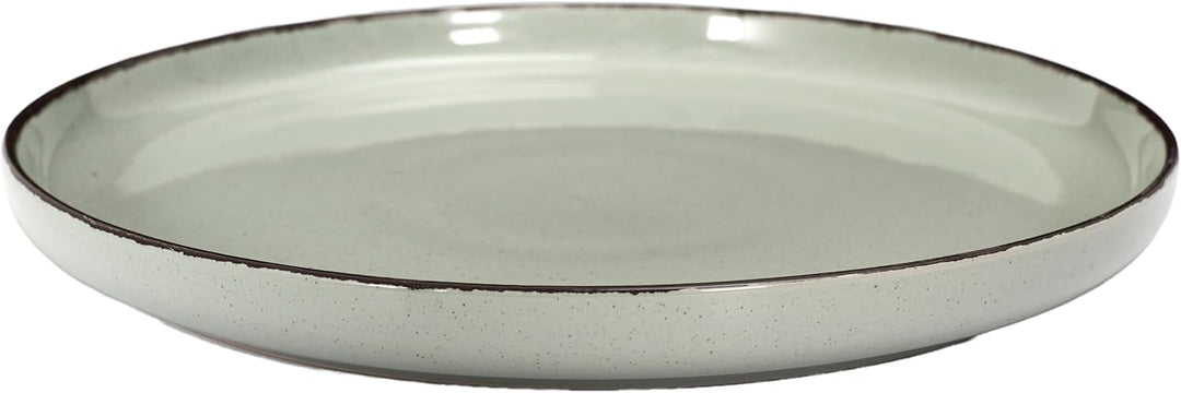 HOME DECO FACTORY, KA0446, 12 Piece Green Time Stoneware Dinnerware Set, Artisanal Design, Durable a