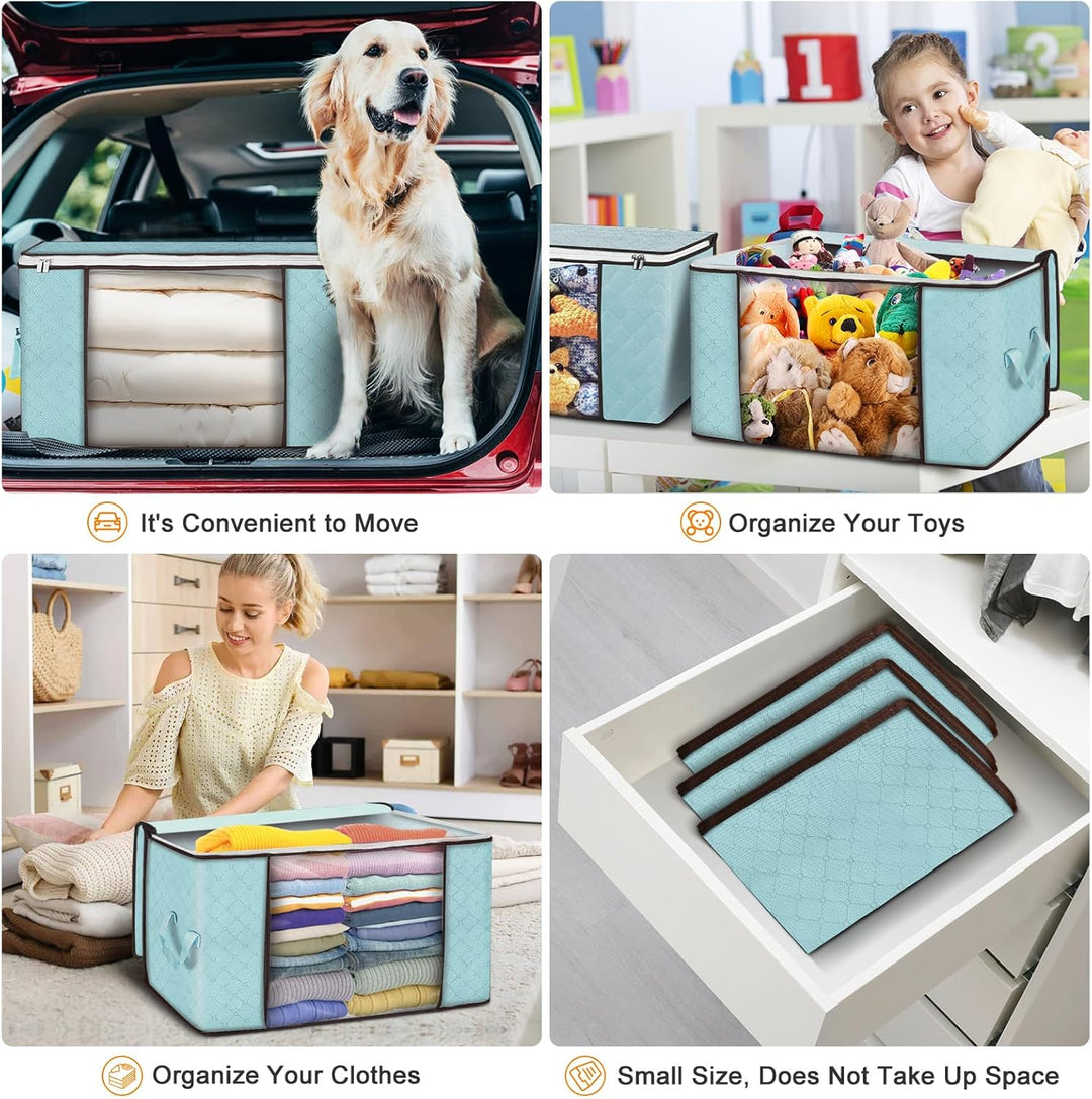Budding Joy 6 Stück 90L Aufbewahrungstasche, Aufbewahrungsbox mit Deckel Grosse, Kleider Aufbewahrun