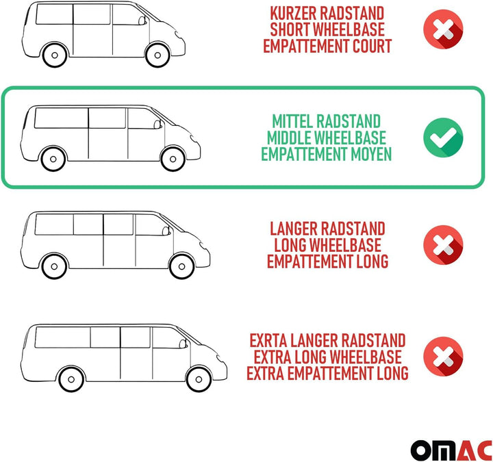 OMAC Dachträger für VW T5 T6 T6.1 Multivan Caravelle 2003-24 L2 Schwarz Alu | inkl. Dachreling (Set)