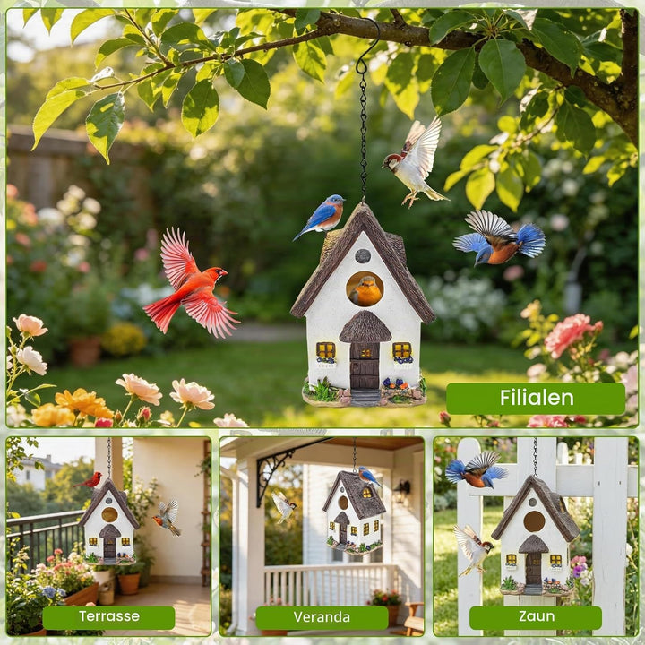 Vogelhaus zum Aufhängen, Wetterfest Nistkasten für Vögel mit 35 mm Einflugloch, Dekoration Vogelhäus