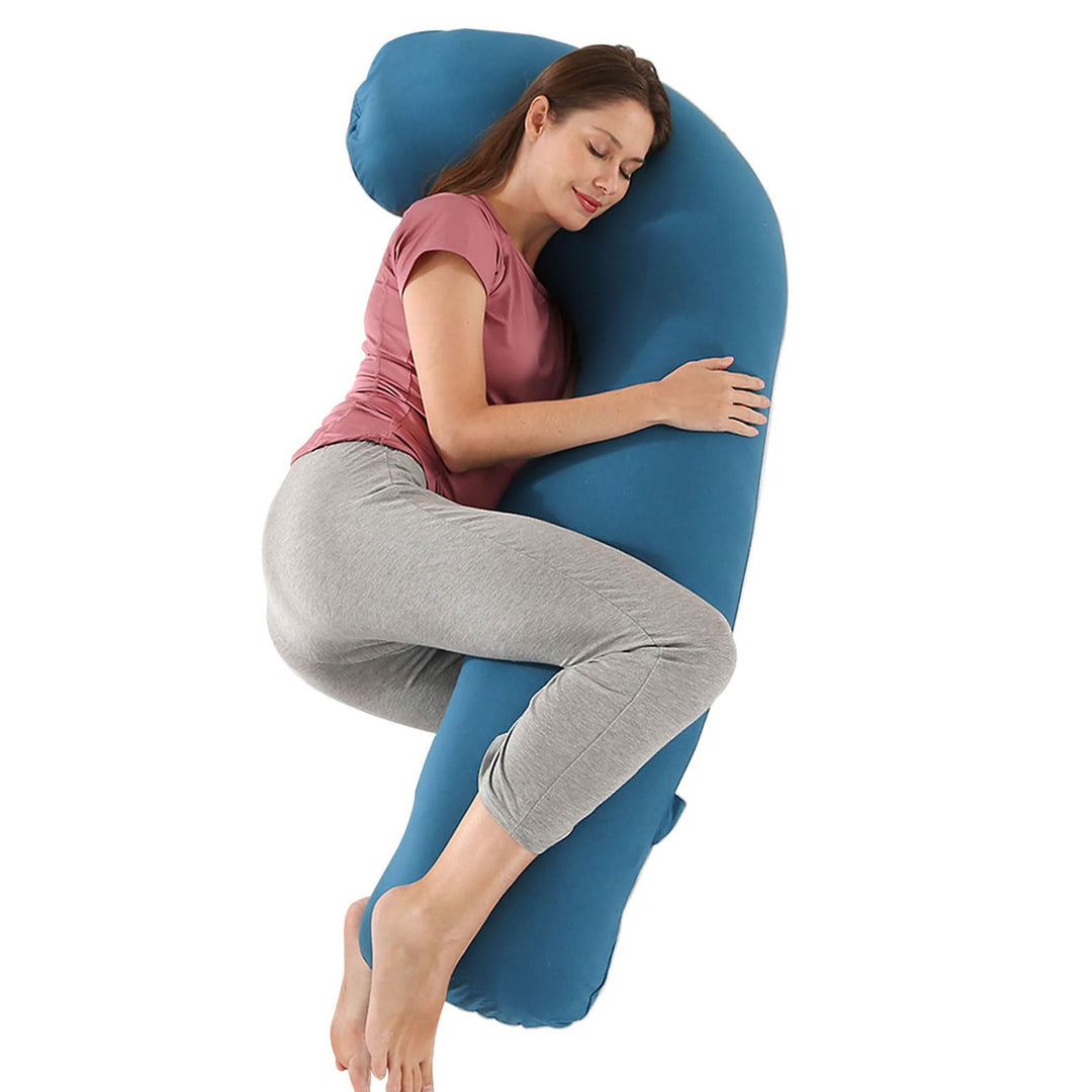 SHANNA Schwangerschaftskissen Seitenschläferkissen Stillkissen Fütternkissen mit Baumwolle Bezug, La