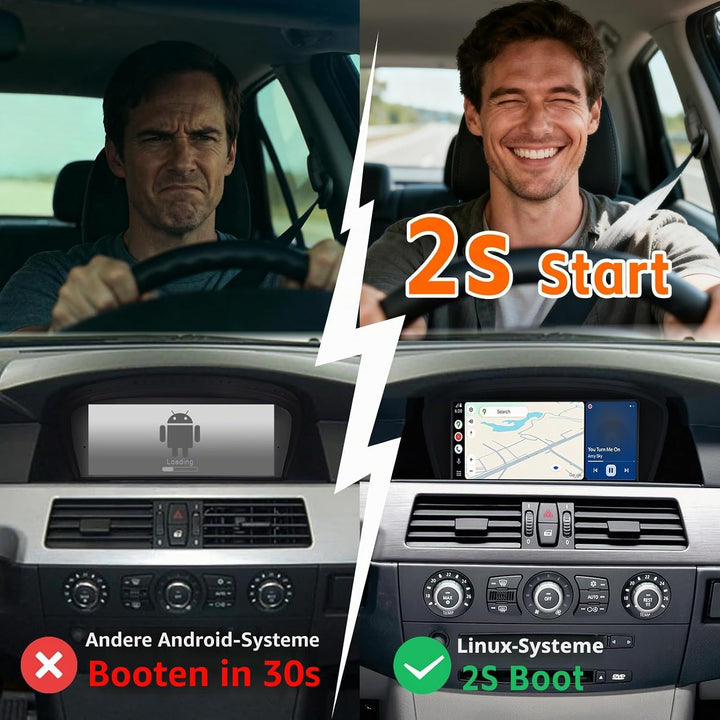 Linux Autoradio mit Blitzstart für BMW 3er/5er E60 E61 E90 E91 E92 (2008-2013) | Wireless CarPlay &amp;
