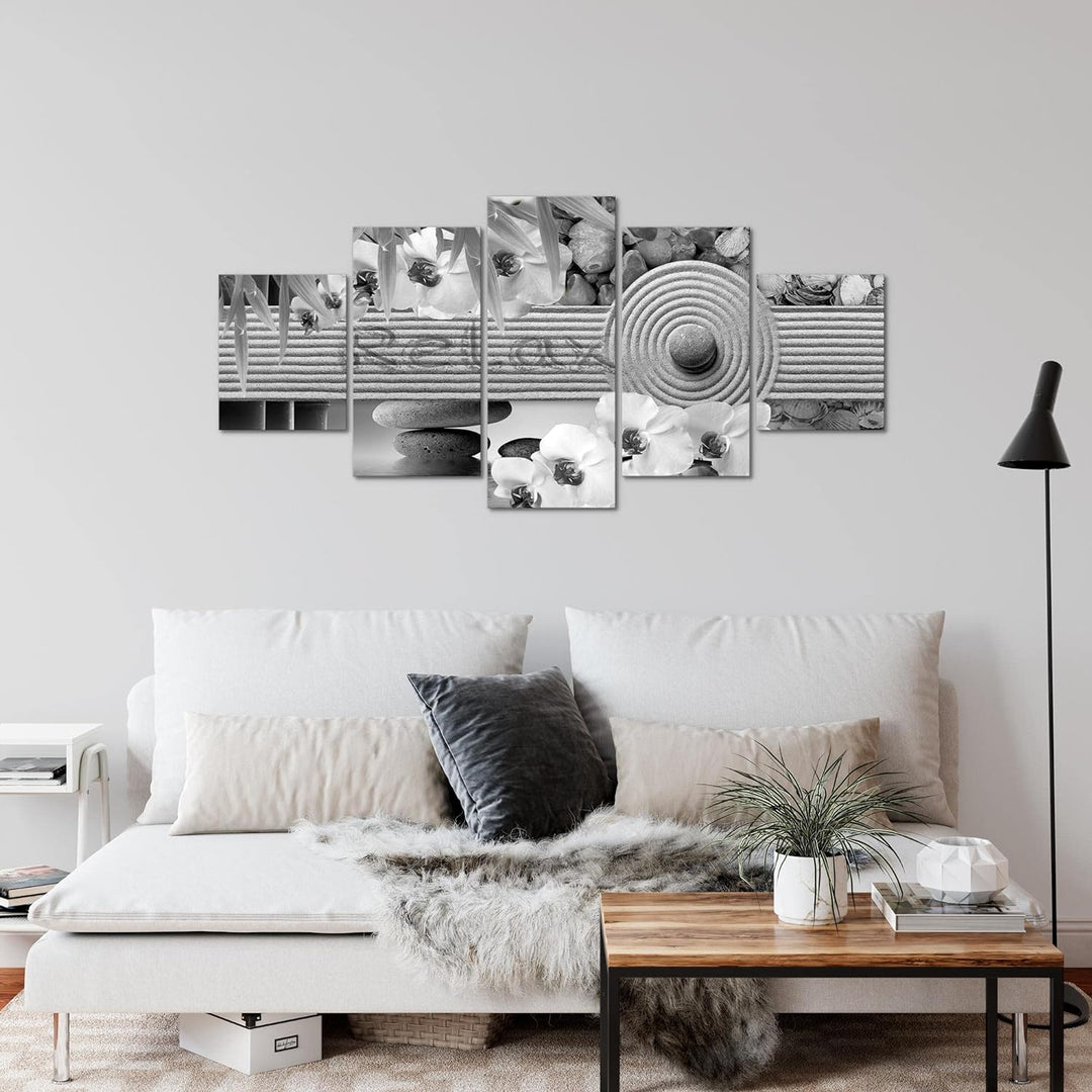 Runa Art Wandbilder Feng Shui Sand 5 Teilig Bild auf Vlies Leinwand Deko Wohnzimmer Schlafzimmer Spa