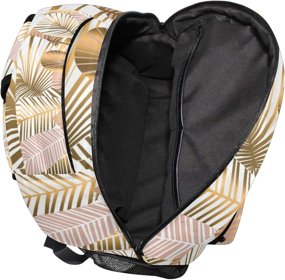 Gold Tropical Leave Schulrucksack für Jungen Mädchen Kinder Reisetasche Bookbag