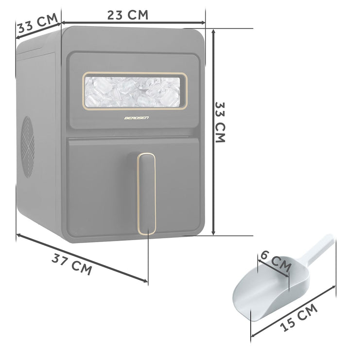 Berdsen Eiswürfelmaschine 12 kg/24 h - 9 Eiswürfel in 6-8 Minuten - Eiswürfelbereiter mit 2 Grössen