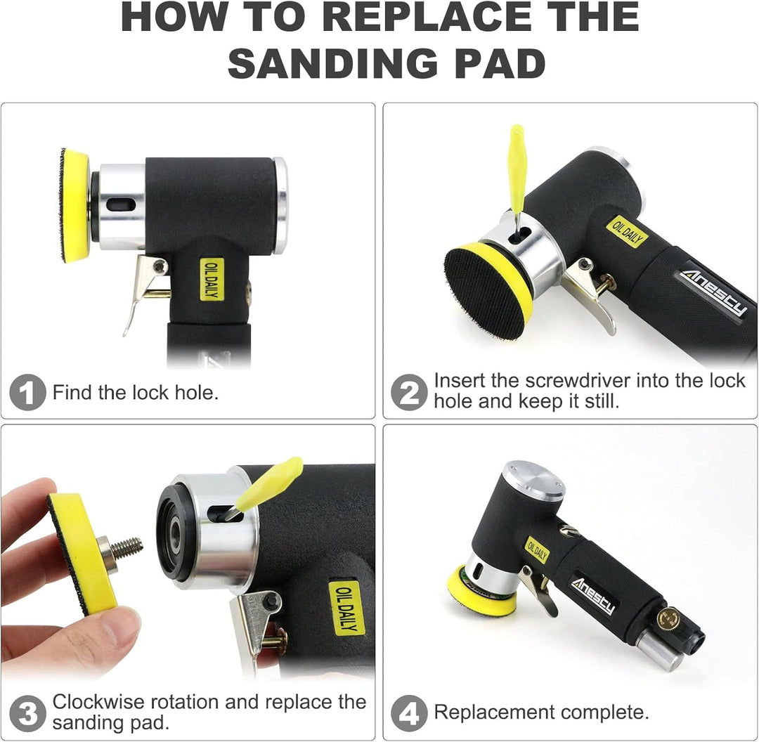 Mini Druckluft Poliermaschine Exzenterschleifer Schleifmaschine Polierer 25mm 50mm 75mm Schleifschei