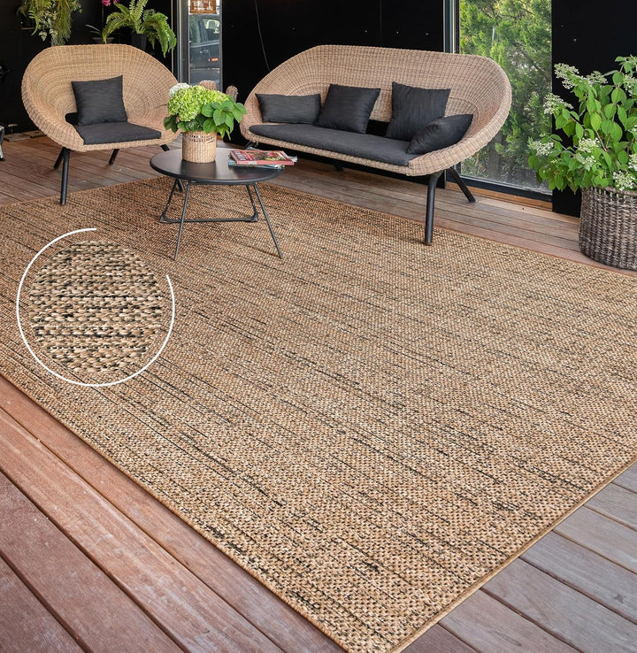 Paco Home Outdoor Teppich Wetterfest Balkon Küche Wohnzimmer Einfarbig Abstraktes Design Boho Muster