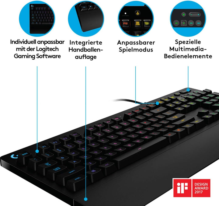 Logitech G213 Prodigy Gaming-Tastatur + Logitech G203 Gaming-Maus, Usb, kompatible mit PC Keyboard +