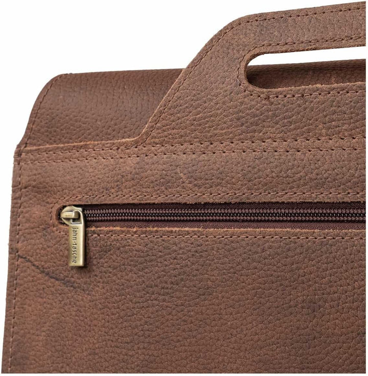 Grosse Aktentasche Lehrertasche Grösse XL aus Leder, für Damen und Herren, Jahn-Tasche 676 Braun, Br