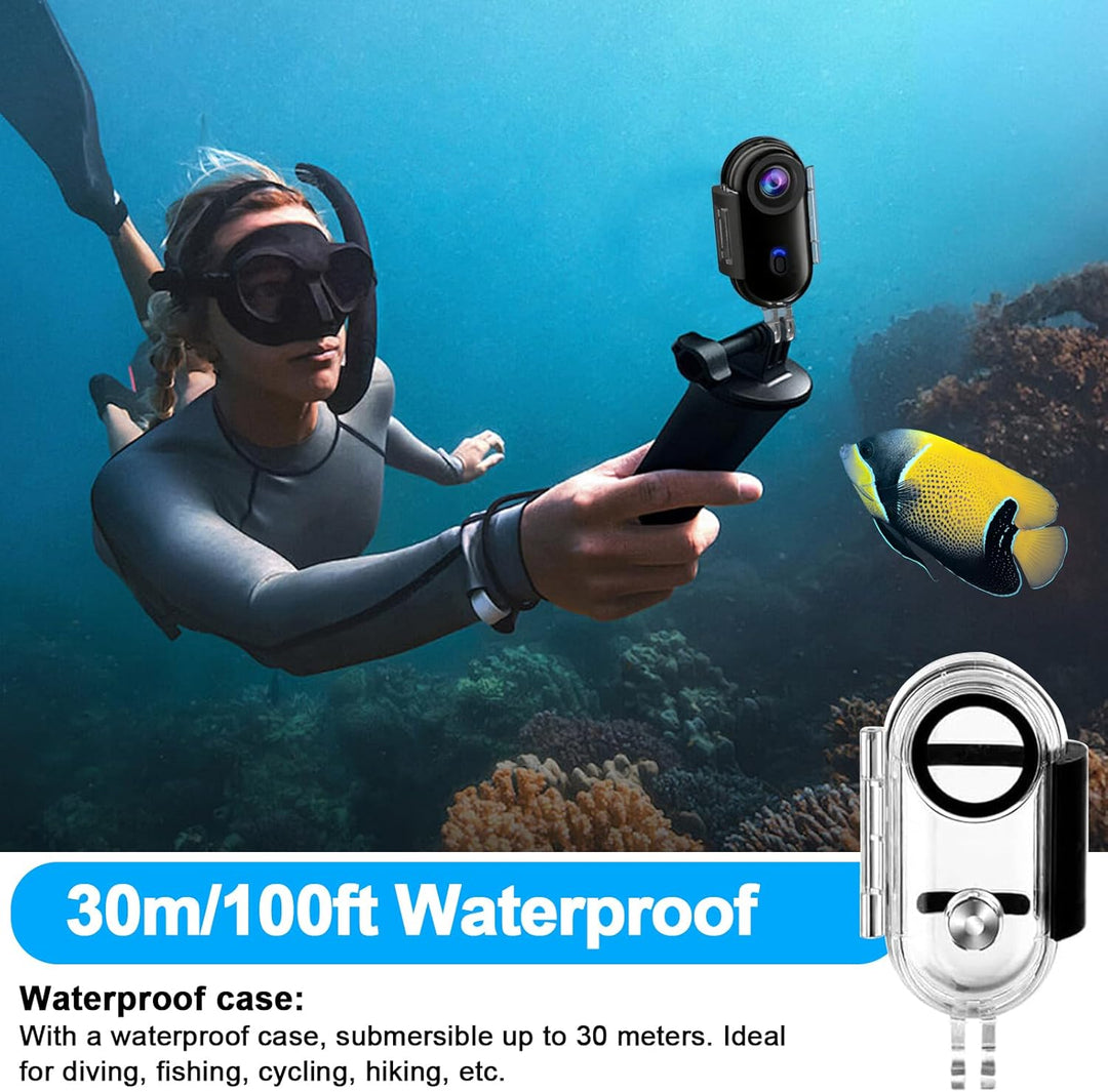 OBEST Action Cam 4K 360 Action Kamera Mini Bodycam Körperkamera, Magnetisch Vlog POV Camera, WiFi Un