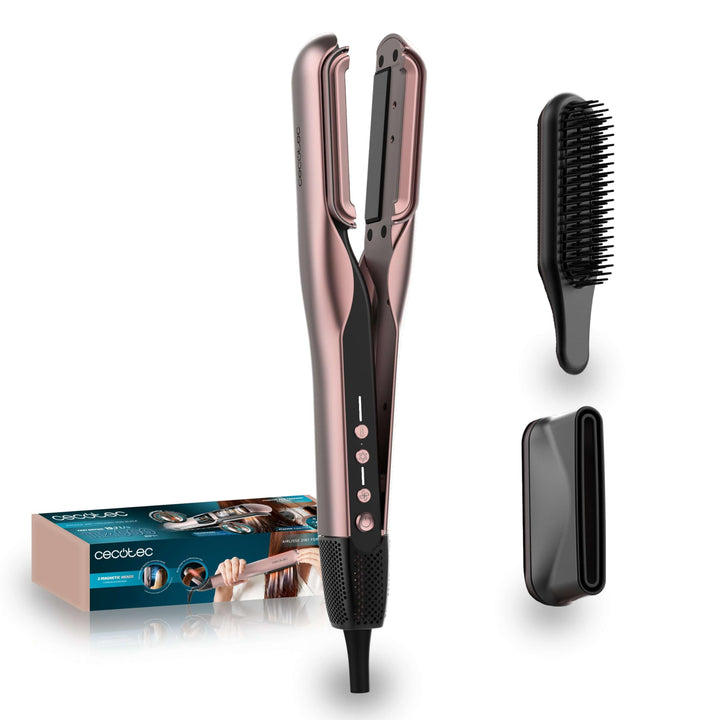 Cecotec Haarglätter AirLisse 2in1 ForceDry Duo Schwarz. Doppelheizplatte, 2 Zubehörteile, 1000 W, 11