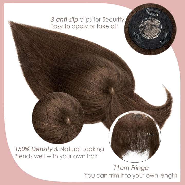 Topper Extensions Haarteile Echthaar Clip in Extensions Echthaar Weich Natürlich Glatt Toupet Haarve