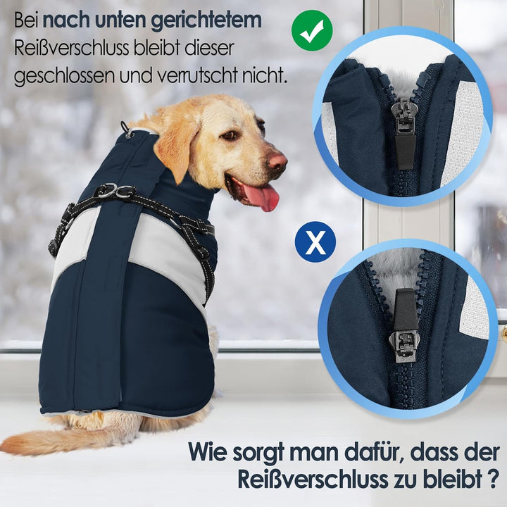 AOFITEE Hundemantel Winter, Wasserdicht Warme Hundejacke Wintermantel für Grosse Hunde, Reflektieren