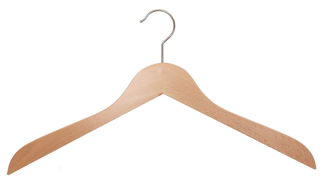 Hagspiel Kleiderbügel aus Buchenholz, Natur lackiert, Made in EU (Flachbügel lackiert 9 mm)