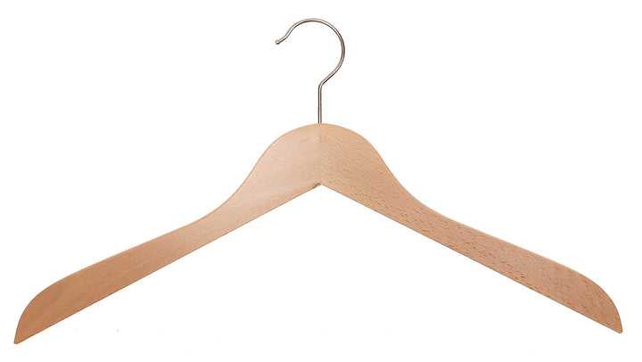 Hagspiel Kleiderbügel aus Buchenholz, Natur lackiert, Made in EU (Flachbügel lackiert 9 mm)