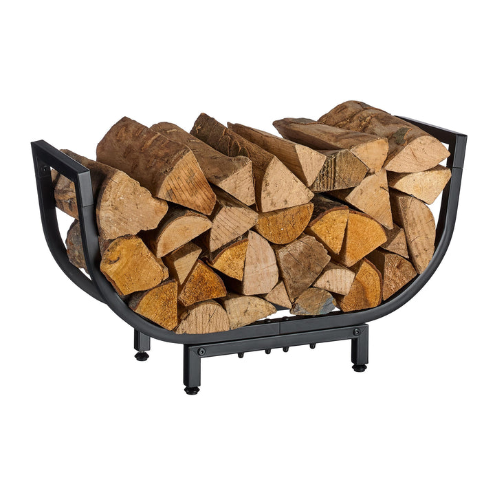 Relaxdays Kaminholzregal, Metall, HxBxT: 35 x 65 x 21 cm, Kaminholzhalter innen, geschwungener Kamin