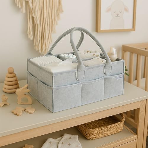 PUTSKA Baby Diaper Caddy Organizer Nursery Basket - A Baby basket gift registry for baby shower list