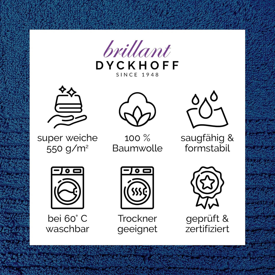 Dyckhoff 0410996445 Handtuchset "Brillant", 2 Badetücher / Duschtücher 70 x 140 cm und 4 Handtücher