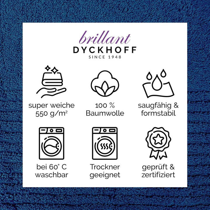 Dyckhoff 0410996445 Handtuchset "Brillant", 2 Badetücher / Duschtücher 70 x 140 cm und 4 Handtücher