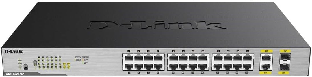 D-Link DGS-1026MP Layer2 PoE+ Gigabit Switch (26-Ports, davon 24 x 10/100/1000 Mbit/s PoE-Ports und