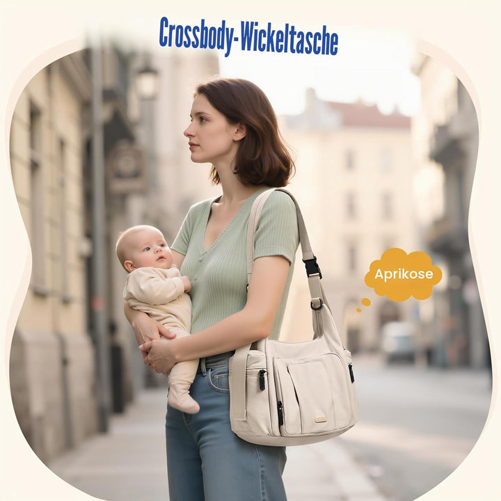 Baby Wickeltasche,Gross 14L Windeltasche für Unterwegs Diaper Bag, Wickelunterlage Multifunktions Lä