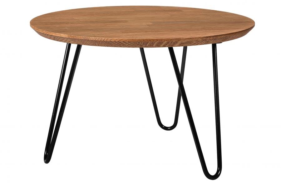 Couchtisch Rund Holz 50x50x31cm Kalmar Kaffee - Runder Couchtisch aus Eichenholz - Kleiner Couchtisc