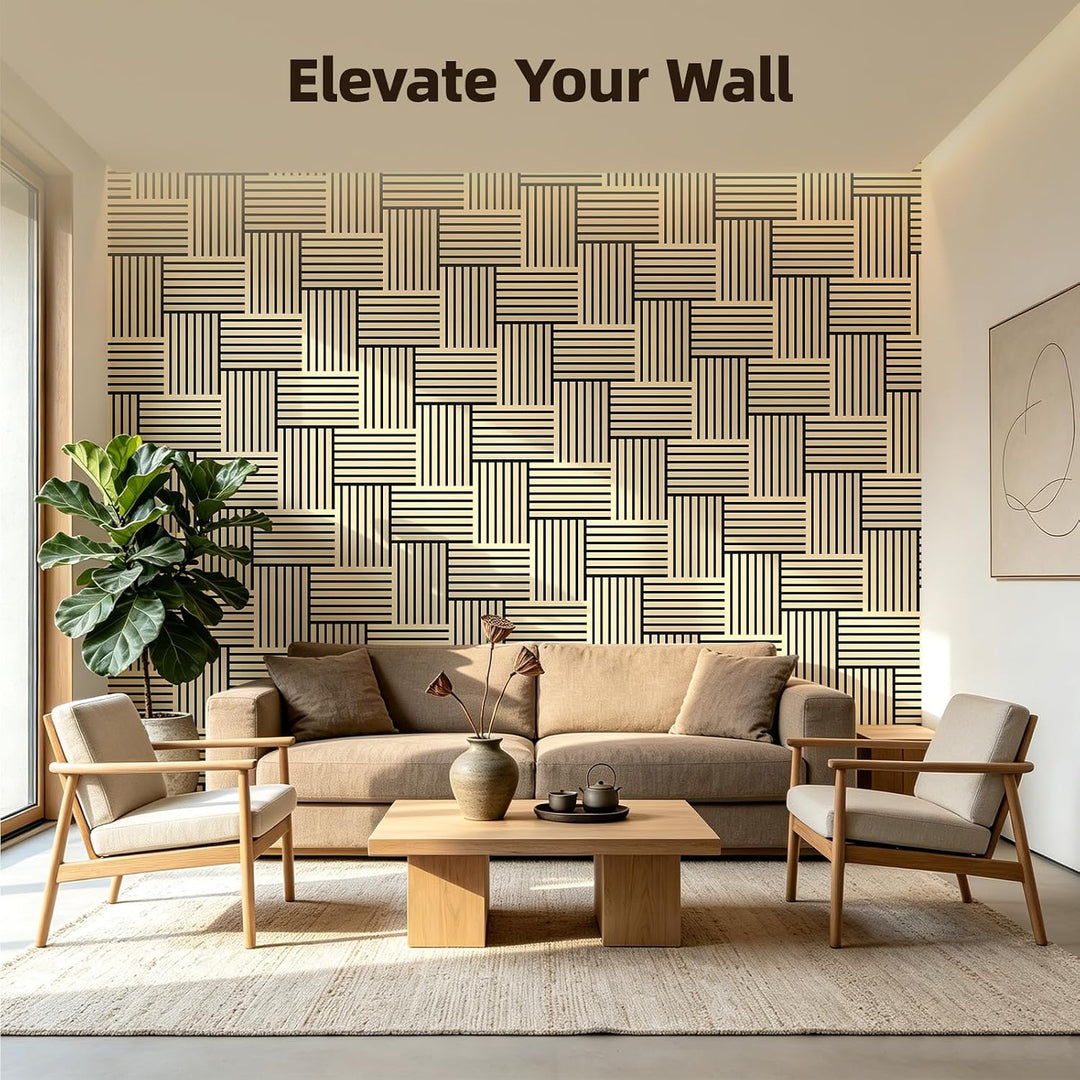 Vieshful 10er Set Flexible Holzlamellen Wandpaneele 28x40cm MDF 10 Stück 28x40cm Eiche Natur, 10 Stü