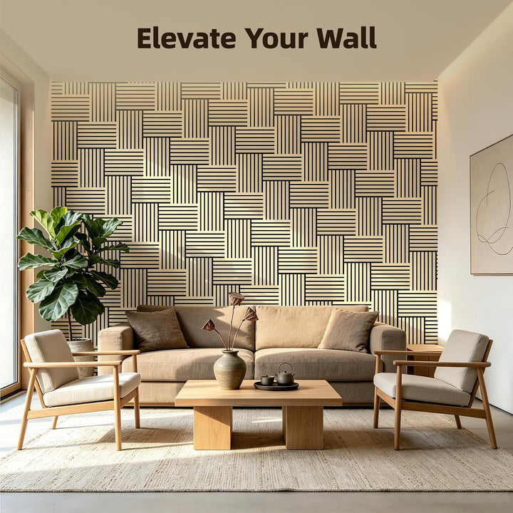 Vieshful 10er Set Flexible Holzlamellen Wandpaneele 28x40cm MDF 10 Stück 28x40cm Eiche Natur, 10 Stü