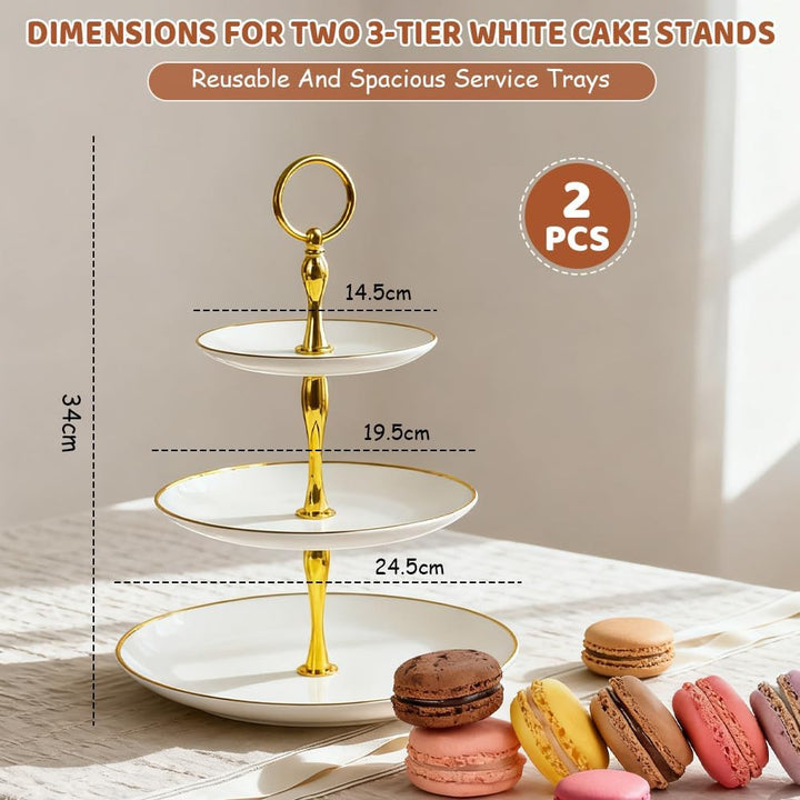 2er Set Tortenständer Etagere 3 Etagen Ø14.5/19.5/24.5cm Muffin Ständer Cupcake Halter Rund Kuchenst