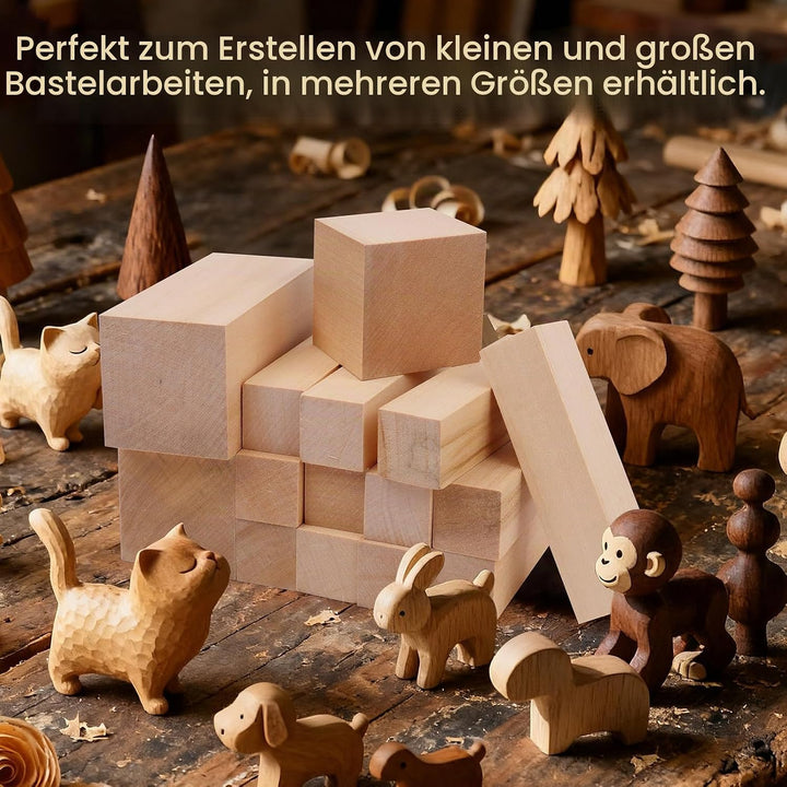 Schnitzholz 20 Stück Lindenholz zum Schnitzen,3 Grössen Holz zum Schnitzen,Basteln und Drechseln,Sch