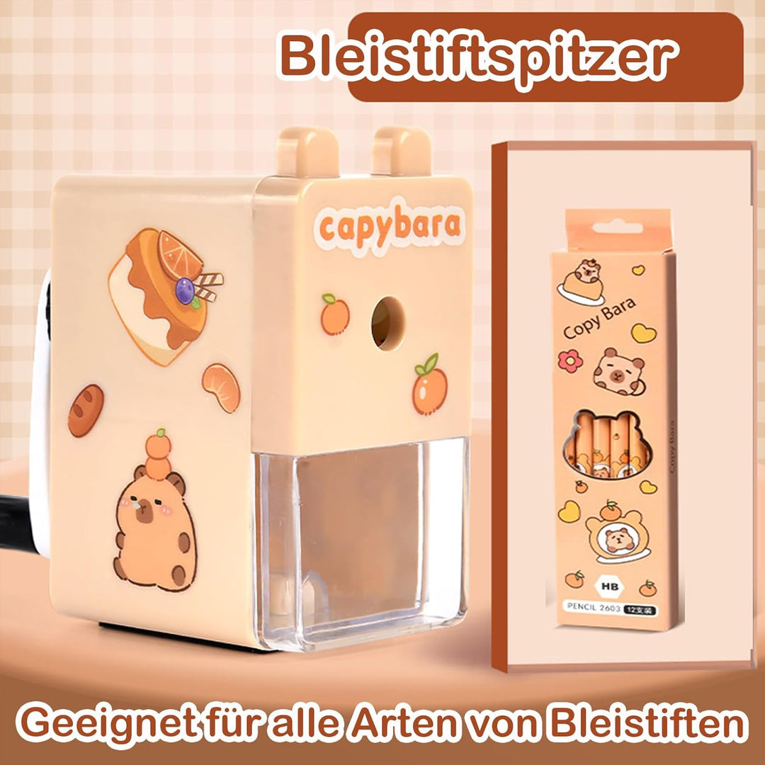 Capybara Schreibwaren Set |Capybara Sachen Federmäppchen Aesthetic Gross Mit Bleistifte, Aufkleber,