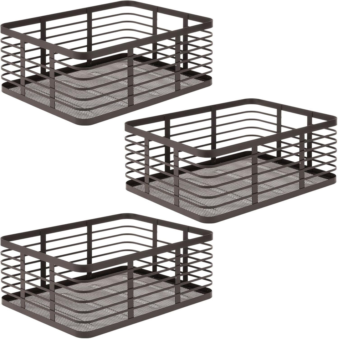 mDesign Allzweckkorb aus Metalldraht – praktischer Aufbewahrungskorb für Küche und Haushalt – kompak