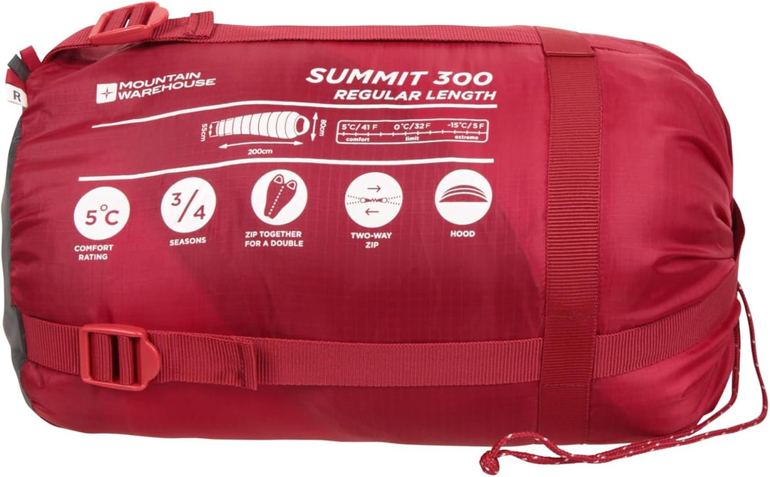 Mountain Warehouse Summit 300 Schlafsack - 3/4 Saison, isolierter Schlafsack in Mumienform, 23cm x 4