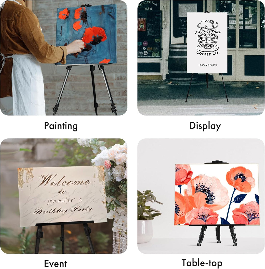 Artify 66 Inches Double Tier Easel Stand, Adjustable Height from 22-66”, Tripod for Painting and Dis