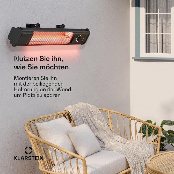 Klarstein Infrarotheizung Standgerät 2000W – 8 Stufen, Fernbedienung, Timer, IP65, Kippschutz, Wandm