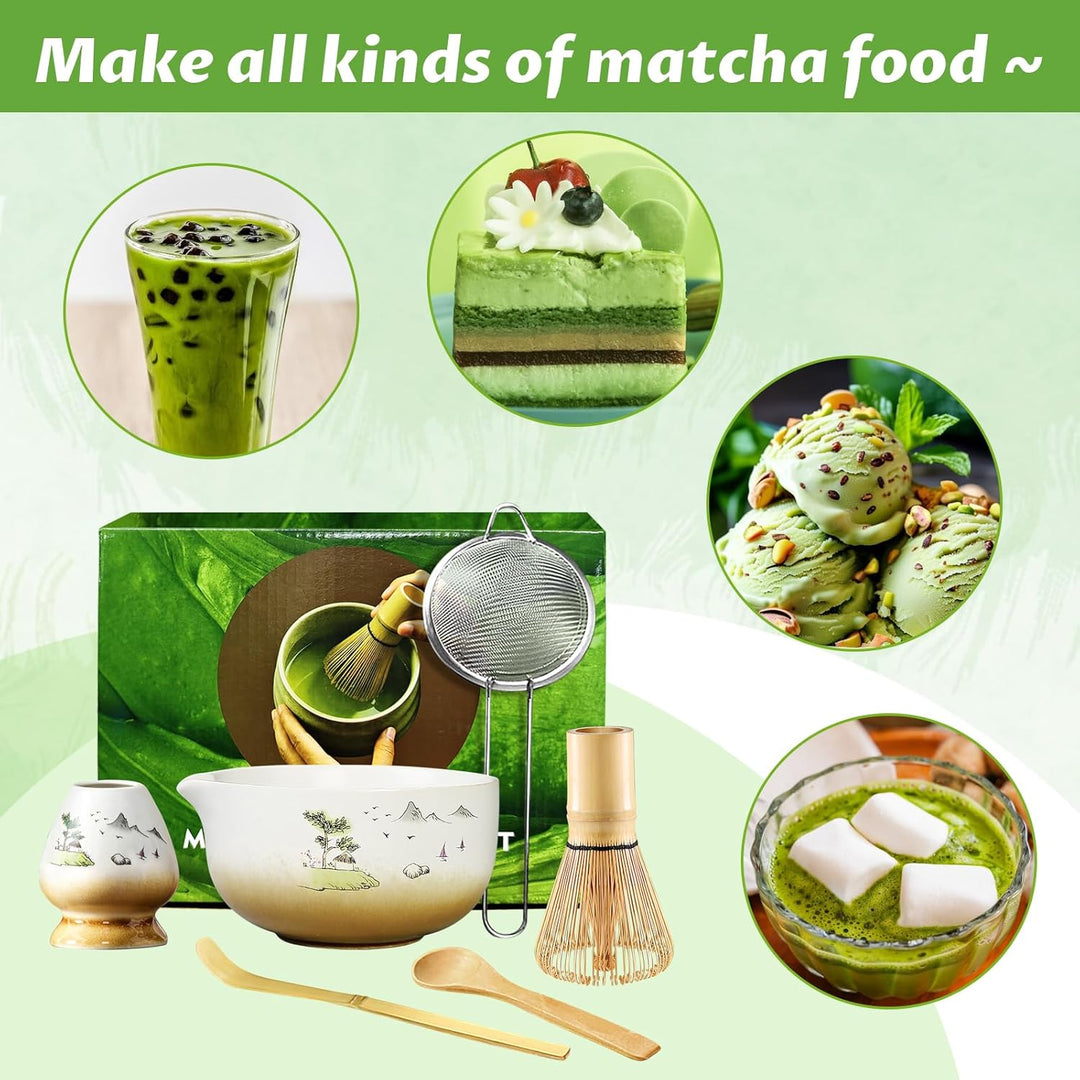 Simsky Matcha set, Japanisches Tee-Set, Matcha-Schale, Schaufel, Sieb, Matcha-Besenhalter, Matcha-Be