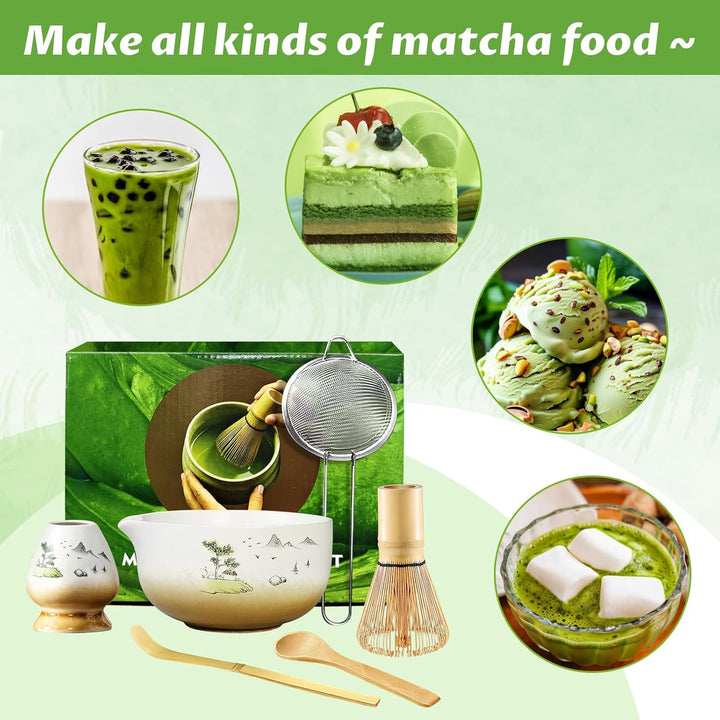 Simsky Matcha set, Japanisches Tee-Set, Matcha-Schale, Schaufel, Sieb, Matcha-Besenhalter, Matcha-Be