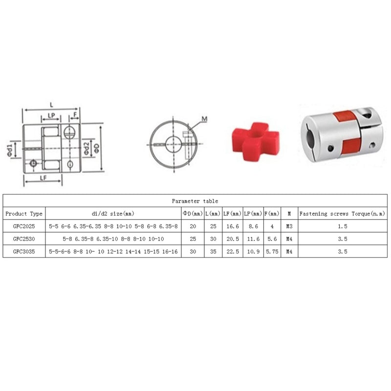 CHANCS D20 L25 Plum Model Motorwellenkupplung Flexibler Kuppler Aluminium Innendurchmesser 6.35mm bi