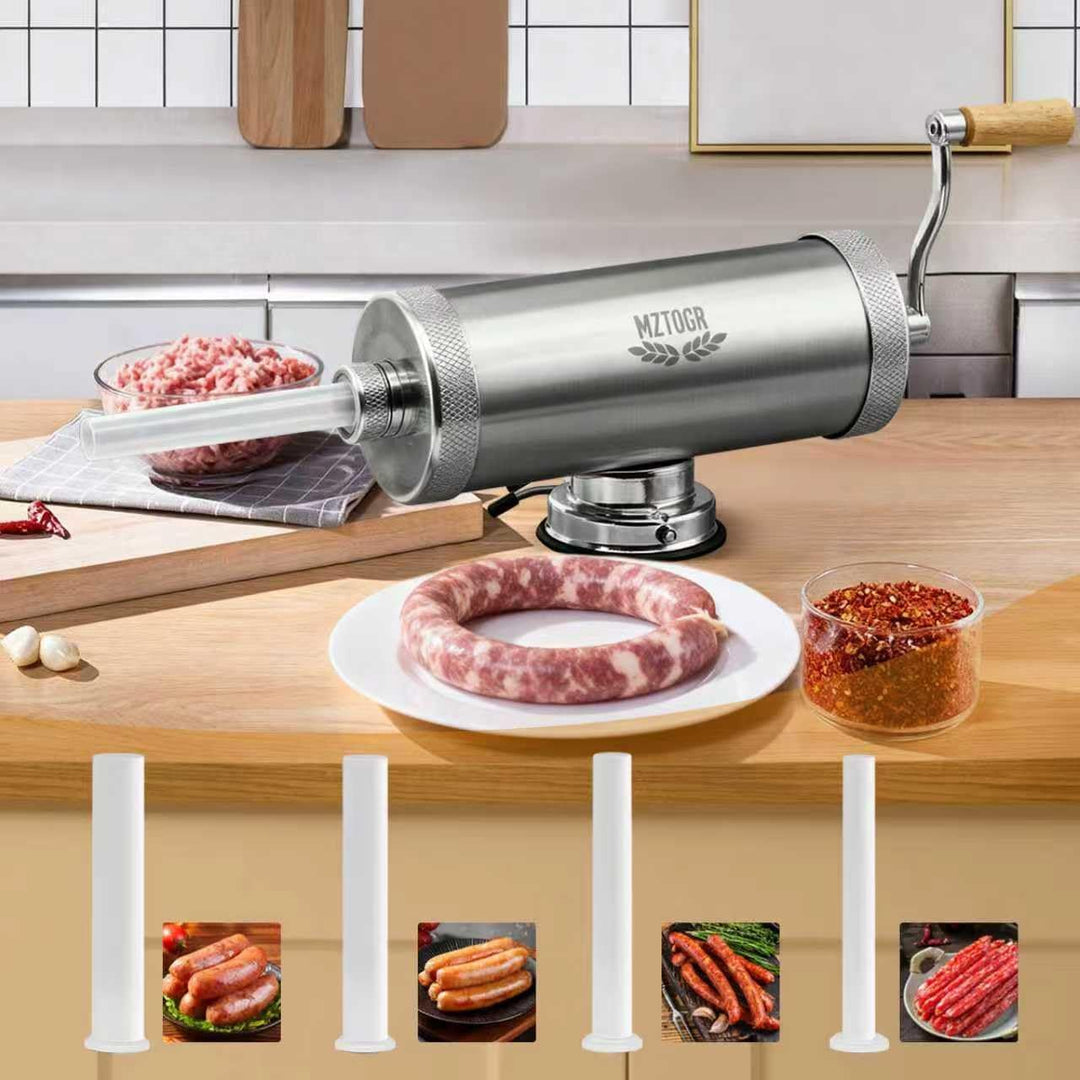 5L Wurstfüller, Edelstahl Horizontale Wurstmaschine, Manuelle Wurstmaschine, Wurstpresse mit Tischkl