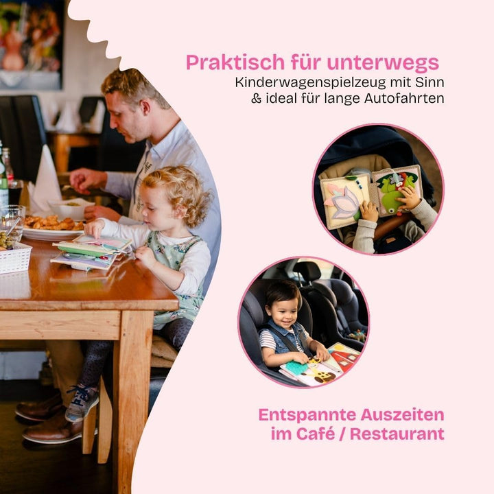 Jolly Designs – Mini Quiet Book Schillernder Papagei – Montessori Spielzeug ab 6 Monaten – Motorik &