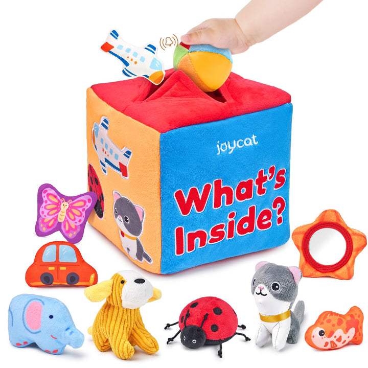 JoyCat Baby Spielzeug 6 Monate, Mystery Soft Box mit 10 Stück Sensorik Spielzeug, Rassel, Spiegel, M