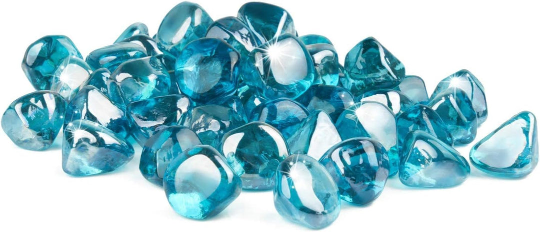 GASPRO 4,5 kg Feuerglas Diamanten 2,5 cm, reflektierendes Karibikblau Feuerstelle Glas für Gas-Feuer