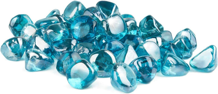 GASPRO 4,5 kg Feuerglas Diamanten 2,5 cm, reflektierendes Karibikblau Feuerstelle Glas für Gas-Feuer