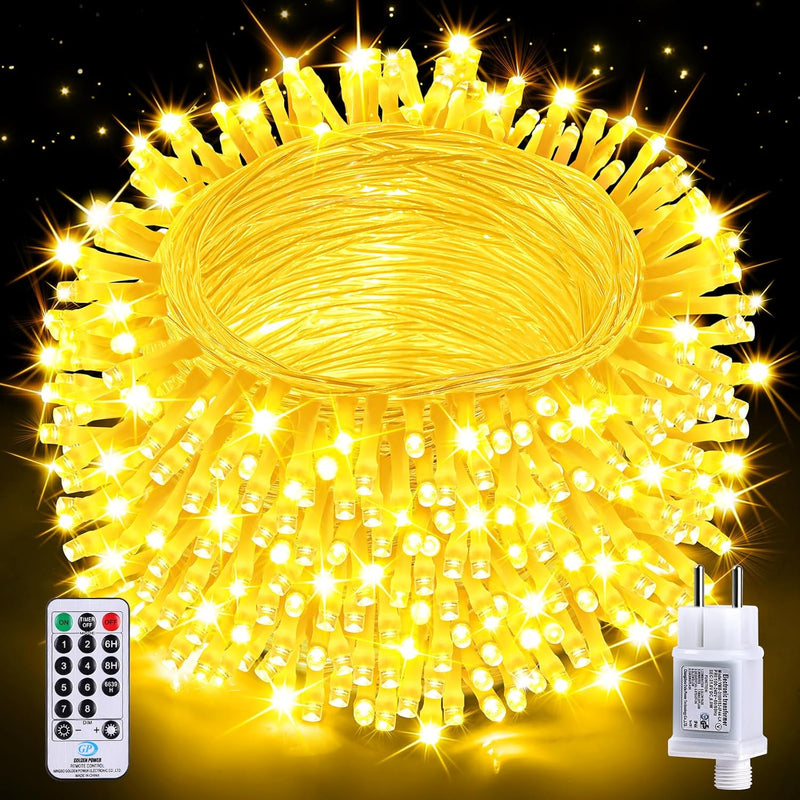 Auriostar Lichterkette Aussen 20M 200 LED - Lichterkette Weihnachtsbaum Innen 8 Modi mit Fernbedienu